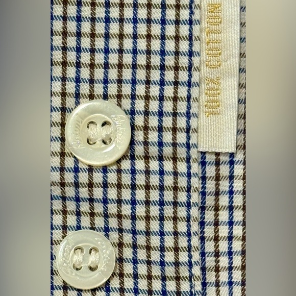 Brioni Made in Italy Dress Shirt Men’s XL 22” P2P – Gray Micro-Check Luxury NWOT - Picture 12 of 15